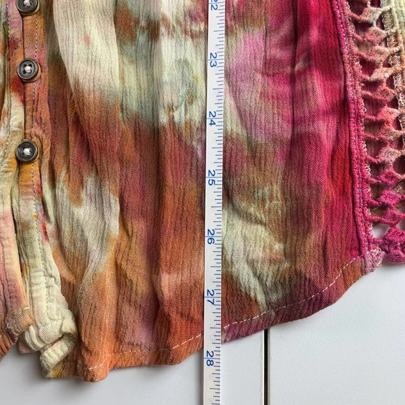 Hand Dyed Knox Rose Long Sleeve Peasant Top Small Tie Dye Pink Orange Flowy - Picture 6 of 8